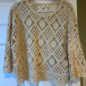 ANA Beige Crochet Sweater